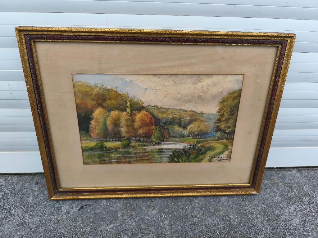 Aquarelle signe Maurice legrand, Antiquités & Art, Enlèvement ou Envoi