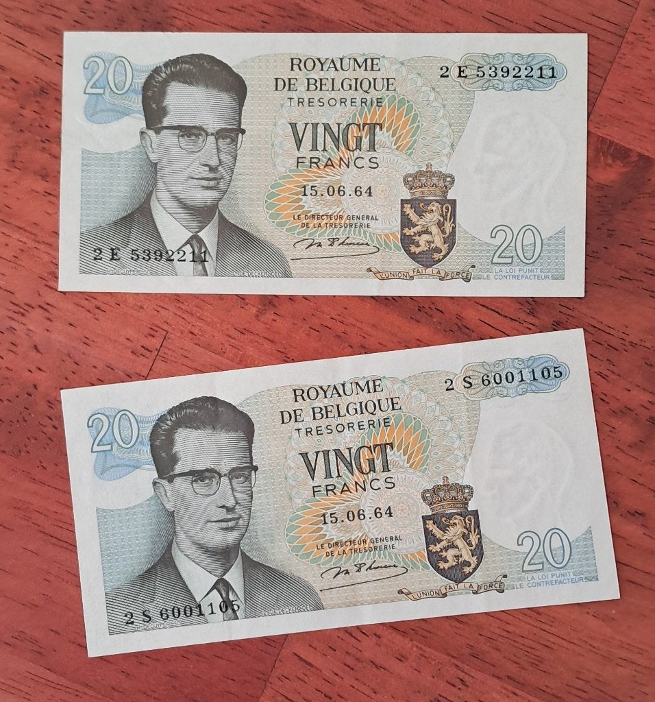 2 x 20 francs Atomium - A/unc, Timbres & Monnaies, Billets de banque | Belgique, Envoi, Série