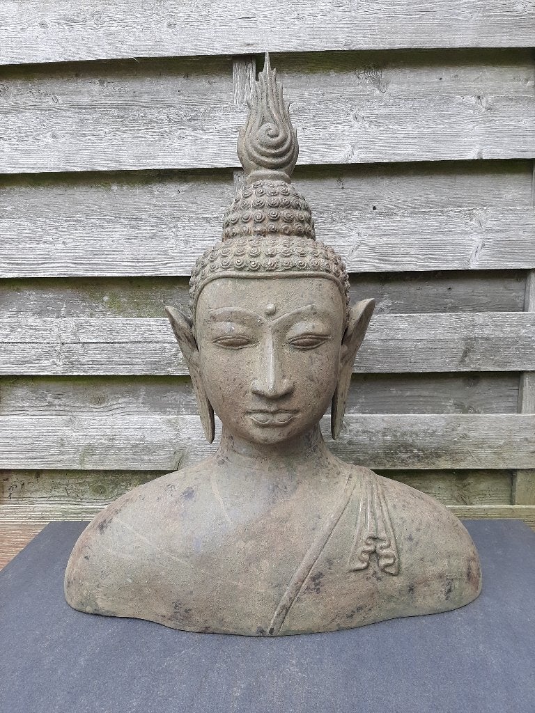 Buste de bouddha en bronze/rasmi/chakra Ajna/Asie/Thailande, Maison & Meubles, Enlèvement ou Envoi, Neuf, Autres matériaux, 51 cm