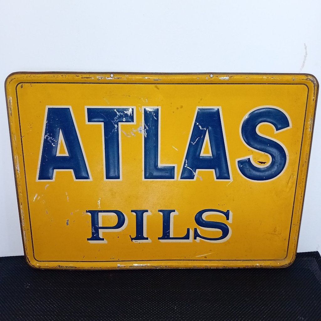 Zeldzaam reclamebord ATLAS Pils, Verzamelen, Merken en Reclamevoorwerpen, Ophalen of Verzenden, Zo goed als nieuw, Reclamebord