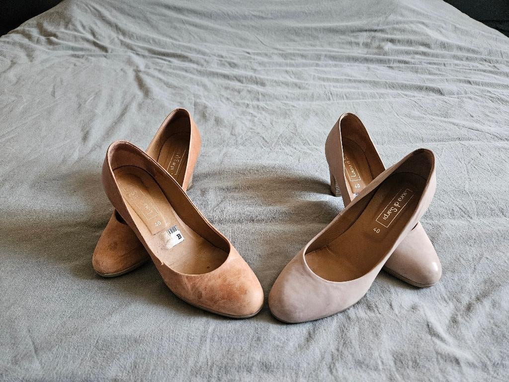 Dames pumps nude en cognac maat 40, Kleding | Dames, Pumps, Bruin, Ophalen of Verzenden, Zo goed als nieuw