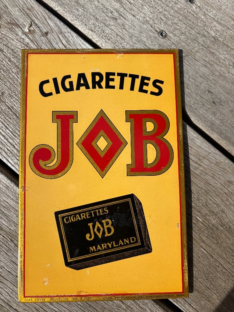 plaque publicitaire en métal Job, Enlèvement ou Envoi, Utilisé, Panneau publicitaire