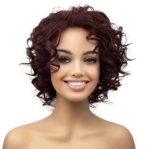 Trendy nonchalante warrige pruik kort bob model wijnrood, Verzenden, Nieuw