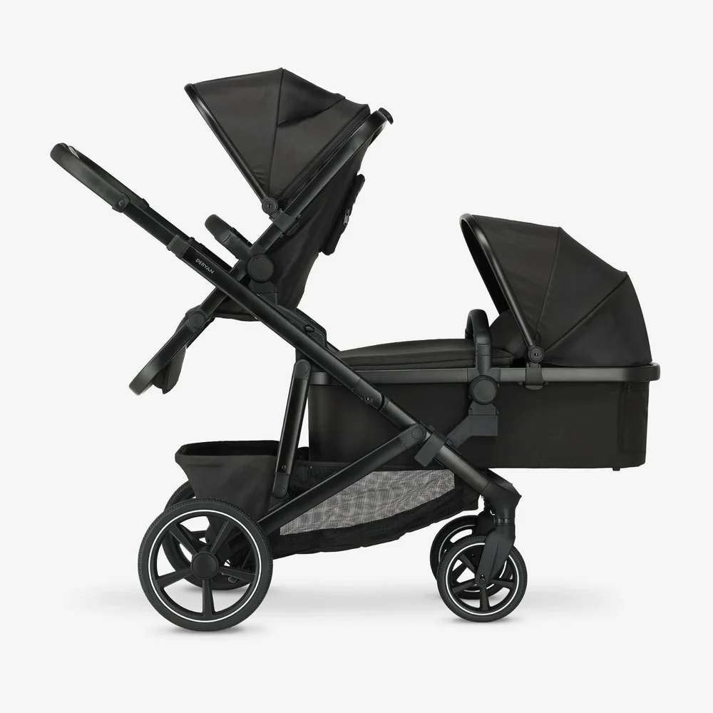 Deryan Evy Kinderwagen Duowagen - Inclusief reiswieg - Zwart, Enfants & Bébés, Enlèvement ou Envoi, Comme neuf, Autres marques