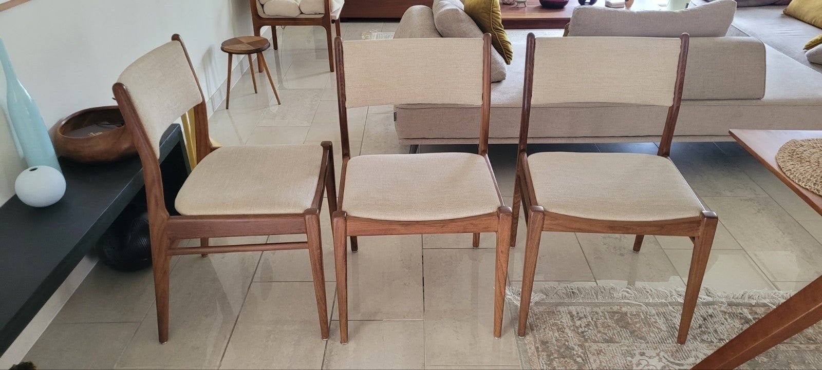 Design vintage stoelen notenhout, Ophalen, Hout