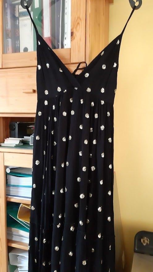 Prachtige maxi jurk zwart goud S als nieuw, Kleding | Dames, Jurken, Zo goed als nieuw, Maat 38/40 (M), Zwart, Onder de knie, Ophalen of Verzenden
