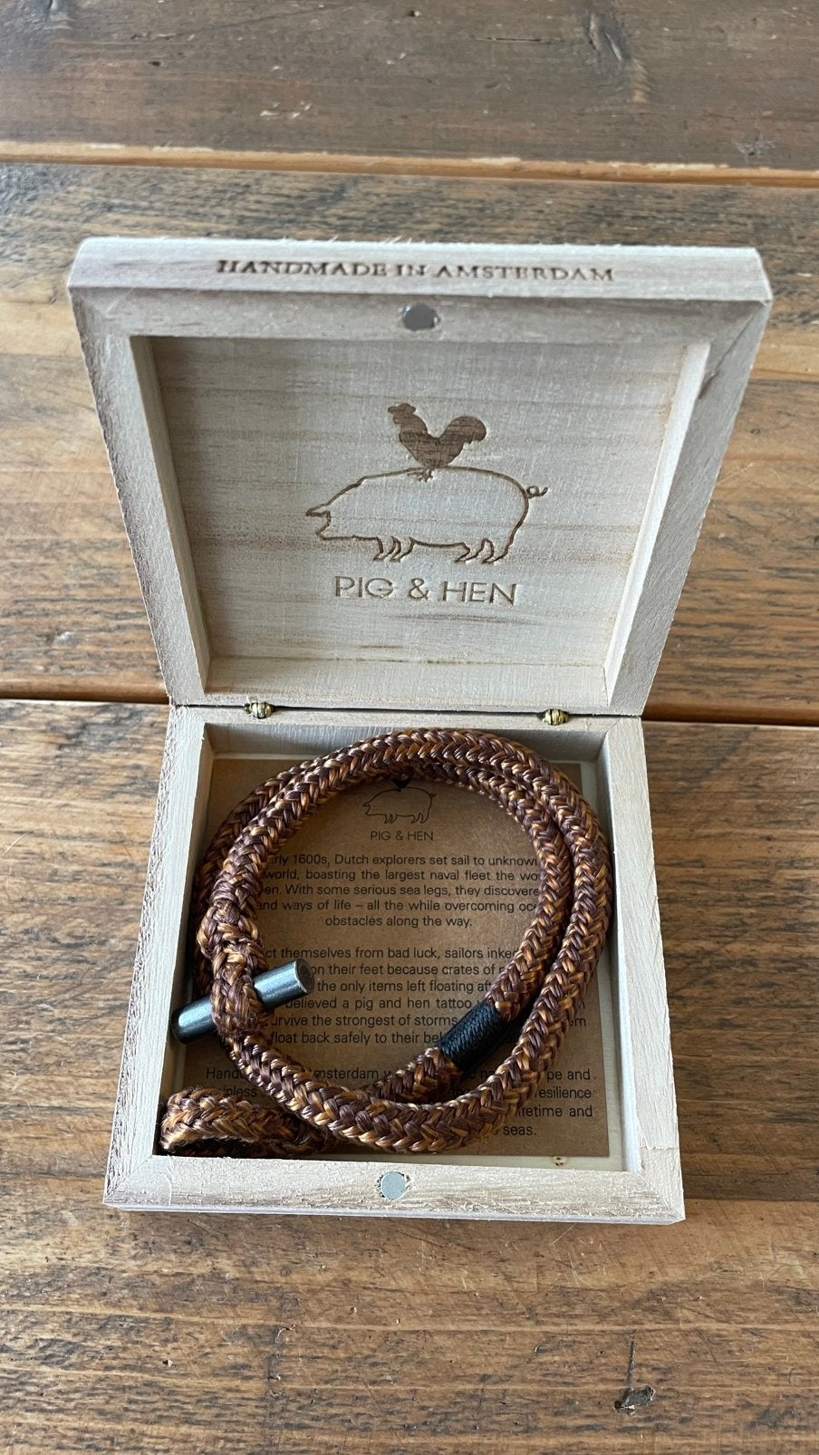 Pig and hen heren armband, Handtassen en Accessoires, Armbanden, Ophalen of Verzenden, Zo goed als nieuw
