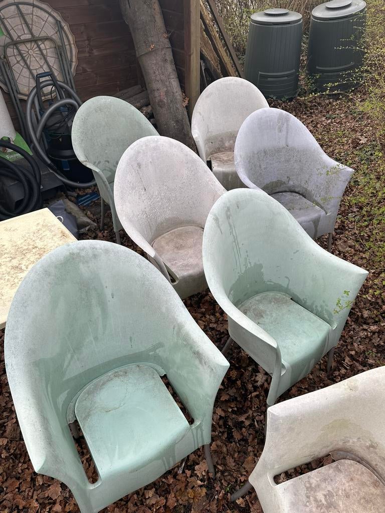 7 tuinstoelen Philippe Starck en tafeltje GRATIS, Tuin en Terras, Ophalen, Gebruikt
