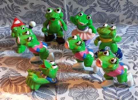8 figurines kinder serie grenouille mini splash, Enlèvement ou Envoi, Utilisé, Figurines