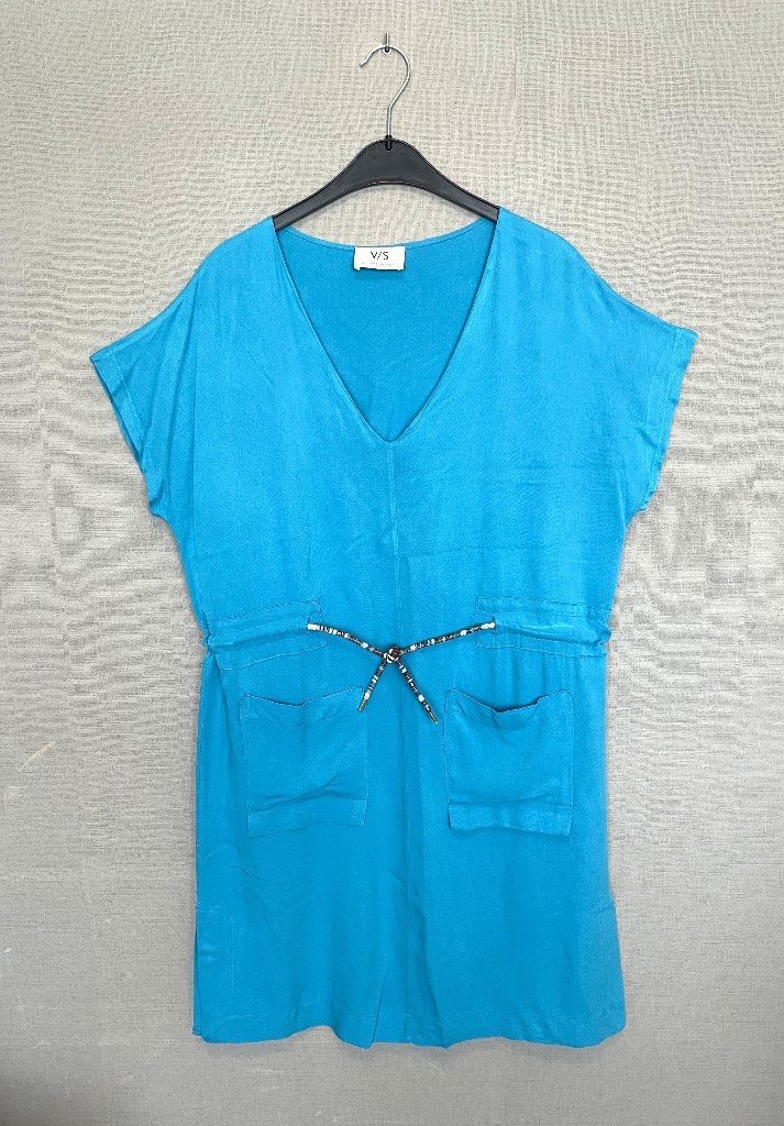 Felblauwe jurk van Very Simple met taillelint (M), Taille 38/40 (M), Enlèvement ou Envoi, Au-dessus du genou, Very Simple