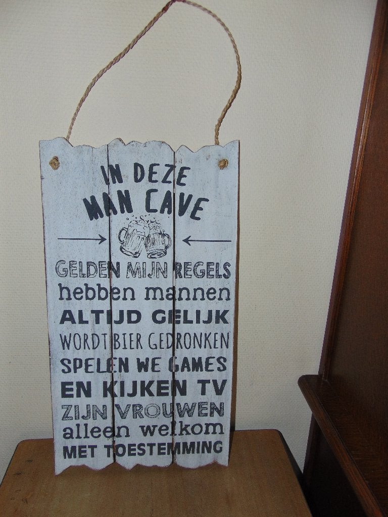 Mancave tekstbord hout, Maison & Meubles, Accessoires pour la Maison | Tableaux à écrire & Proverbes, Enlèvement ou Envoi, 30 cm