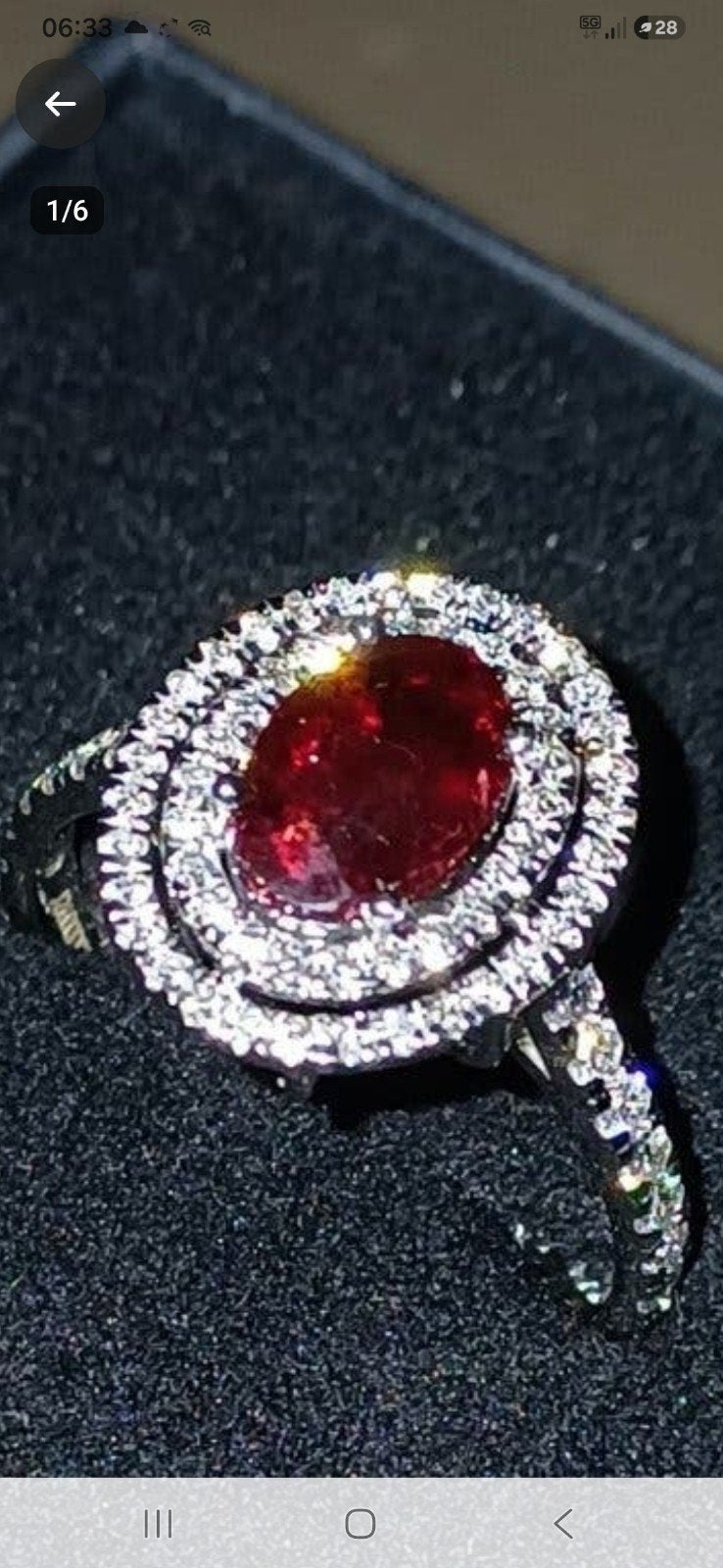 Bijoux,bague Diamant or 18k +Rubis, Enlèvement ou Envoi, Or, Bague, Avec pierre précieuse