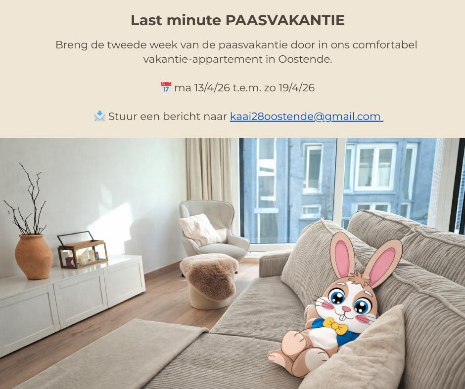 LAST-MINUTE PAASVAKANTIE - nieuwbouwappartement Oostende, Vakantie, 2 slaapkamers, Antwerpen of Vlaanderen, Appartement, Eigenaar