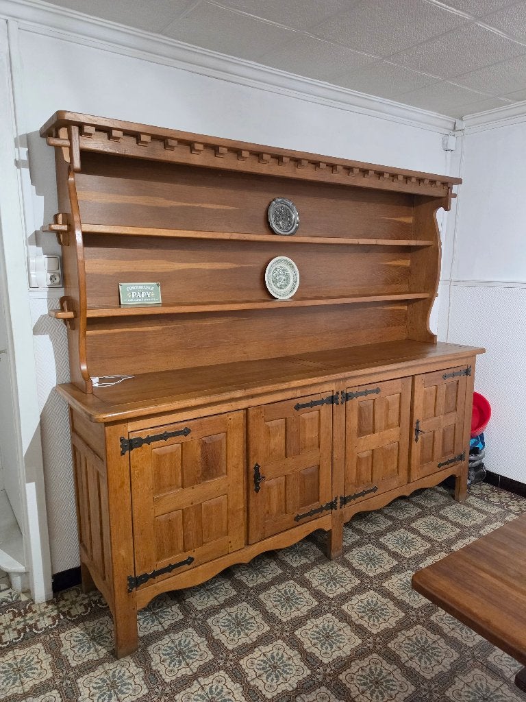 Salle à manger rustique en chêne massif (1974), Enlèvement, Comme neuf, 4 à 6 chaises