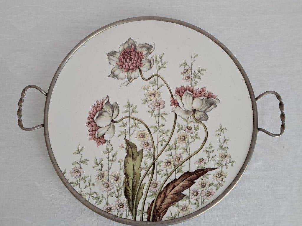 Villeroy en Boch Mettlach groot dienblad met bloemen, Ophalen of Verzenden