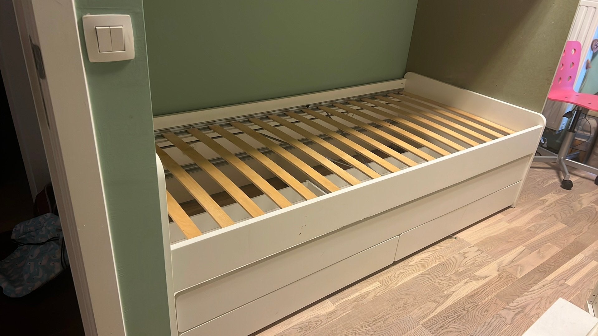 Ikea bed, met logeerbed eronder en twee lades, 85 tot 100 cm, Gebruikt, Minder dan 140 cm, Ophalen