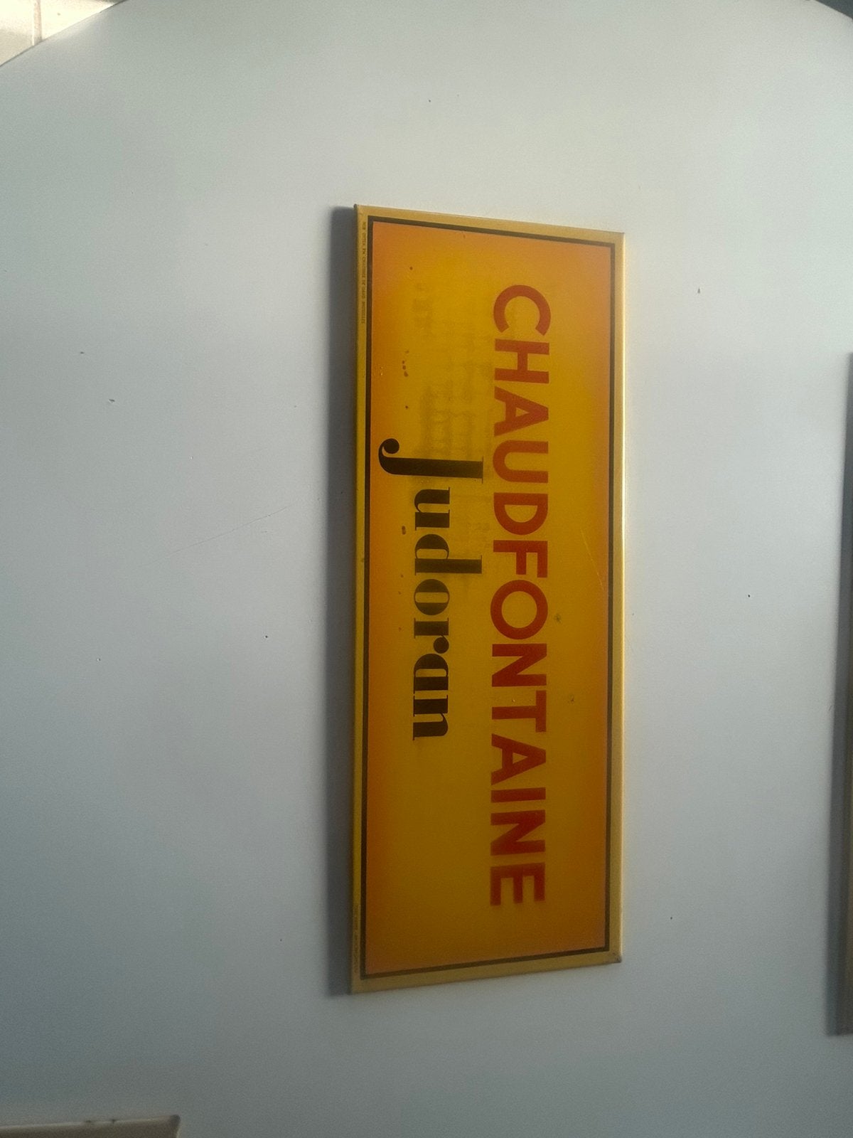 Blikken bord chaudfontaine judoran 1957, Ophalen, Gebruikt, Reclamebord