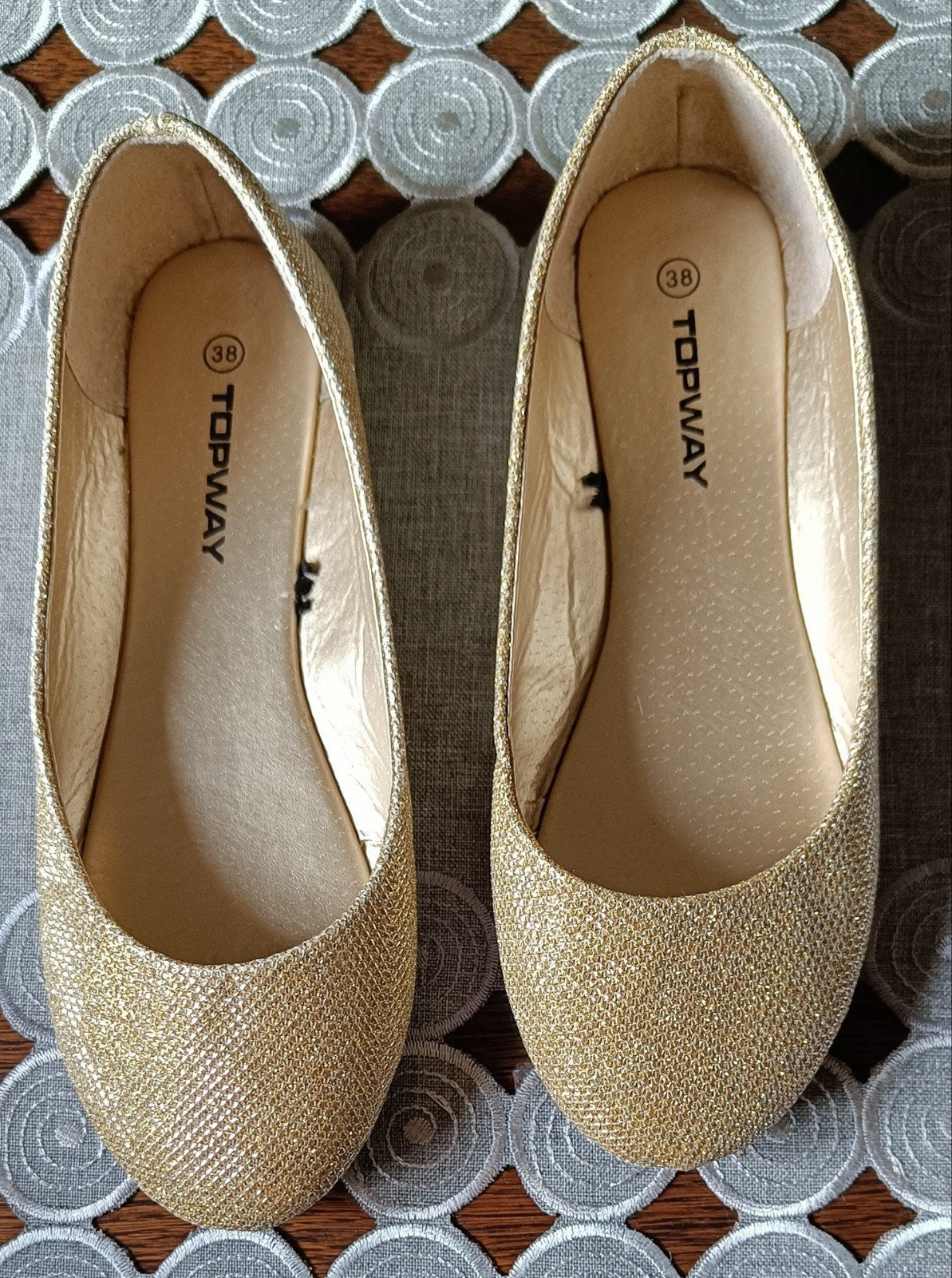mooie topway ballerina's - maat 38 - goud glinsterend, Ophalen of Verzenden, Ballerina's