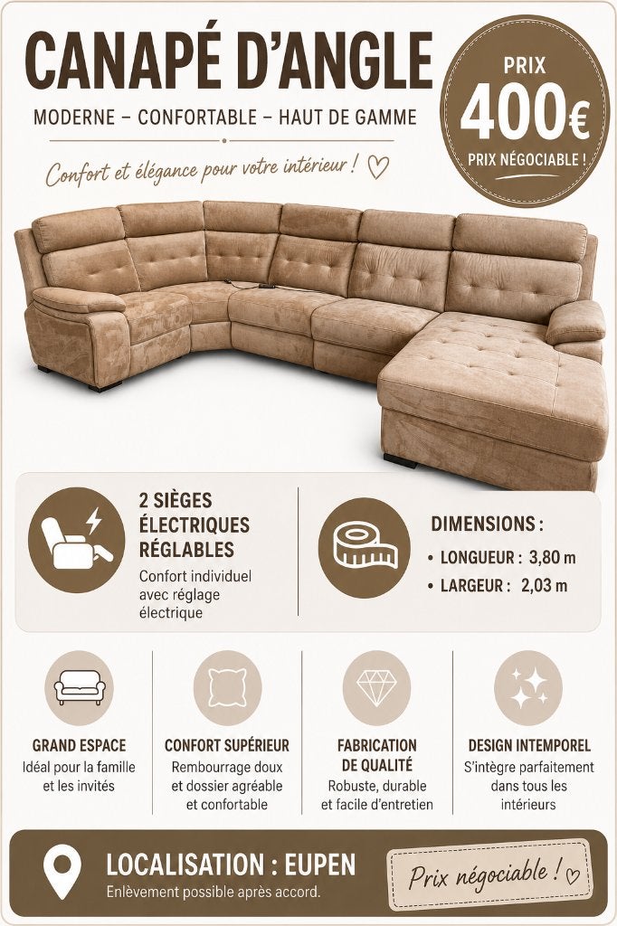 Canapé de Seat & Sofa, 150 cm ou plus, Quatre personnes ou plus, Comme neuf, Enlèvement