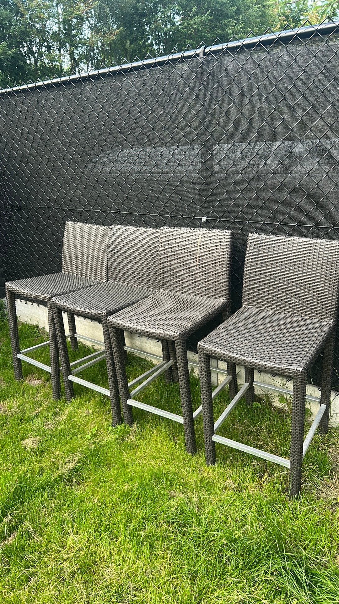 Hoge tuinset stoelen en bartafel, Ophalen, Gebruikt, Eettafel, Tuinset