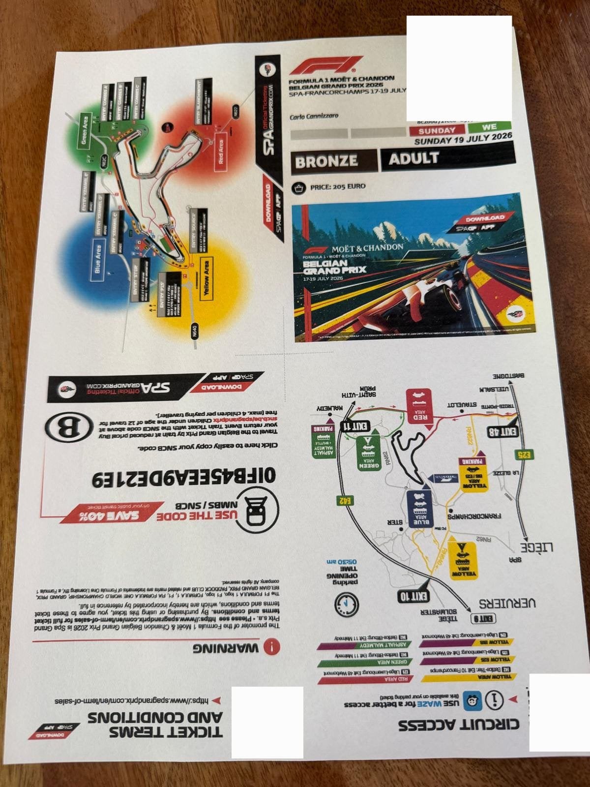 Billets de F1 en bronze à vendre, Tickets & Billets, Une personne