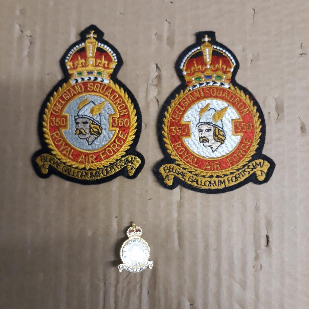 350 Belgian RAF Squadron badges en pin, Verzamelen, Militaria | Tweede Wereldoorlog, Ophalen of Verzenden, Luchtmacht, Embleem of Badge