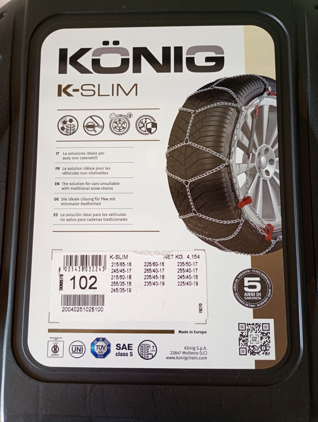 jeux de chaînes neige konig k-slim 102, Enlèvement