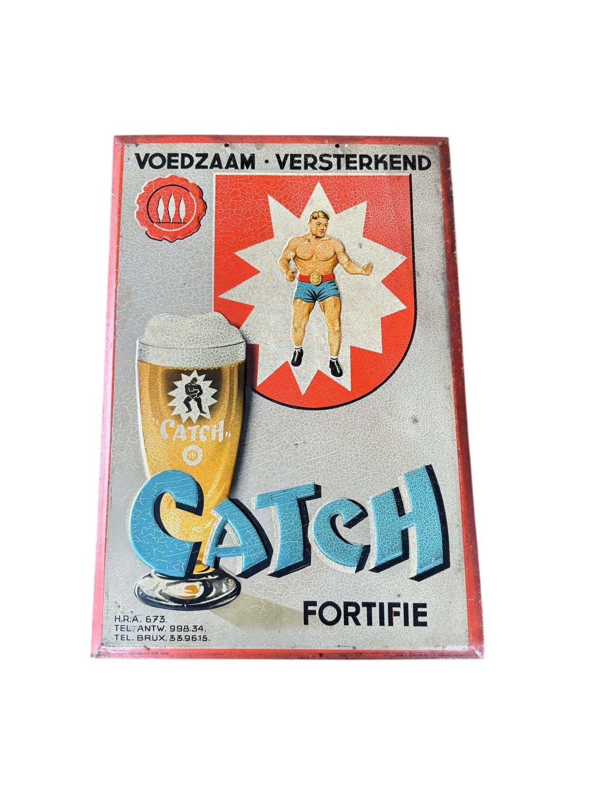 Blikken reclamebord Catch Fortifie, Verzamelen, Ophalen of Verzenden, Zo goed als nieuw, Reclamebord