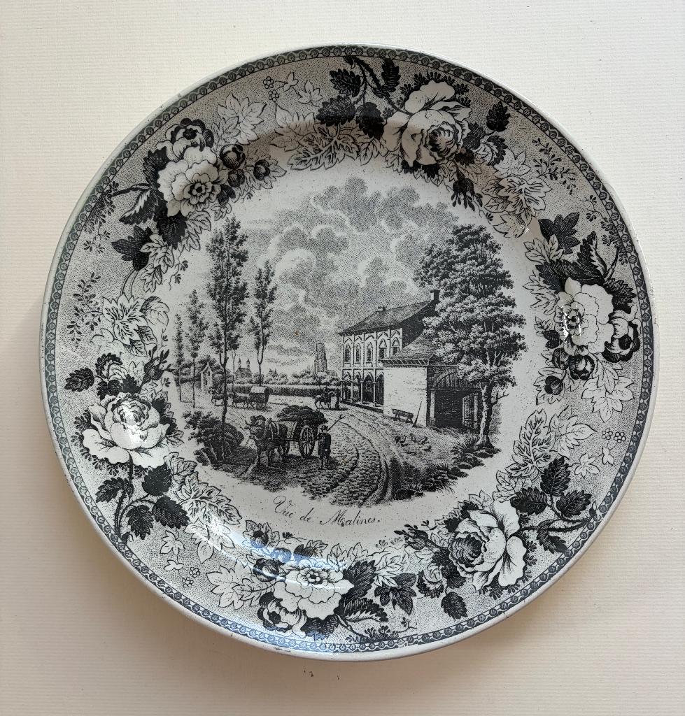 Vue de MALINES assiette BOCH Luxembourg 1813 faïence, Envoi