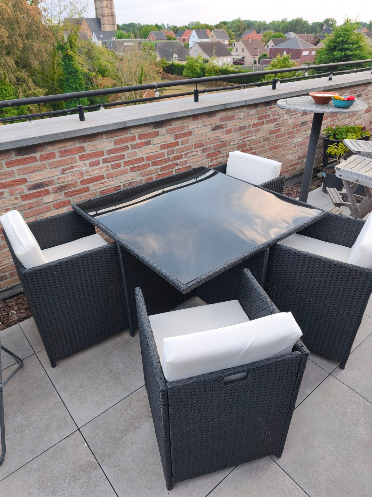 Tuinset 4 stoelen Cube Tafel Tectake Lounge, Ophalen, 4 zitplaatsen, Gebruikt, Eettafel