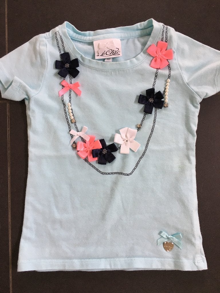 T-shirt blauw le chic maat 92, Kinderen en Baby's, Kinderkleding | Maat 92, Meisje, Le Chic, Ophalen of Verzenden, Zo goed als nieuw
