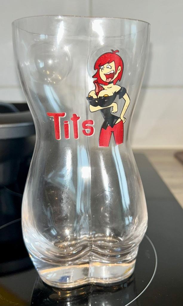 Set van 6 grappige vintage pin-up glazen „Tits”, Verzamelen, Ophalen of Verzenden, Nieuw