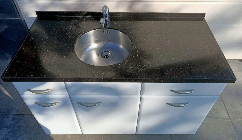keuken composiet aanrecht, kitchenette, pantry buitenkeuken, Ophalen, Zo goed als nieuw, Houtskool, Vrijstaand