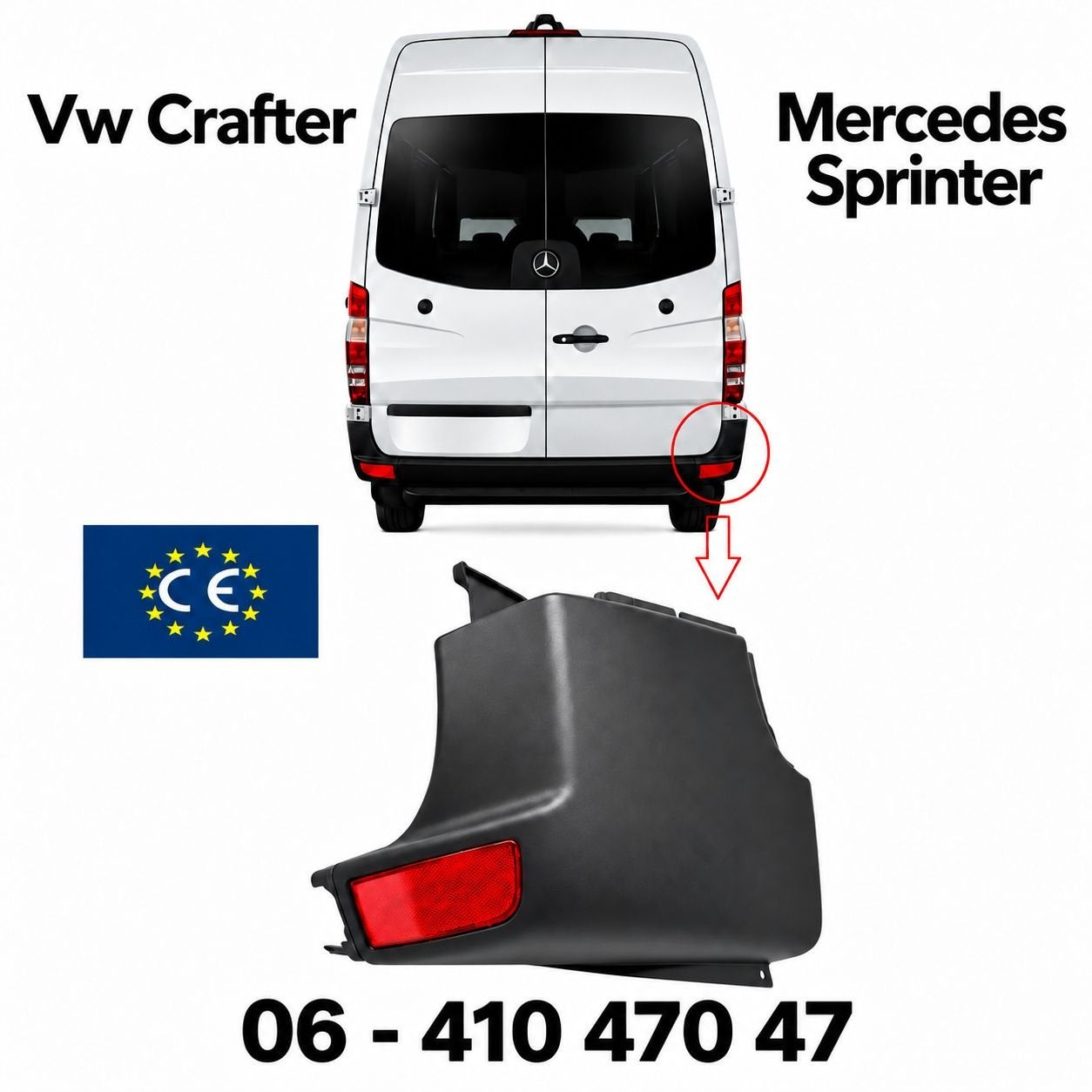 Hoek bumper Mercedes Sprinter bumper VW Crafter achterbumper, Neuf, Arrière, -, Mercedes-Benz