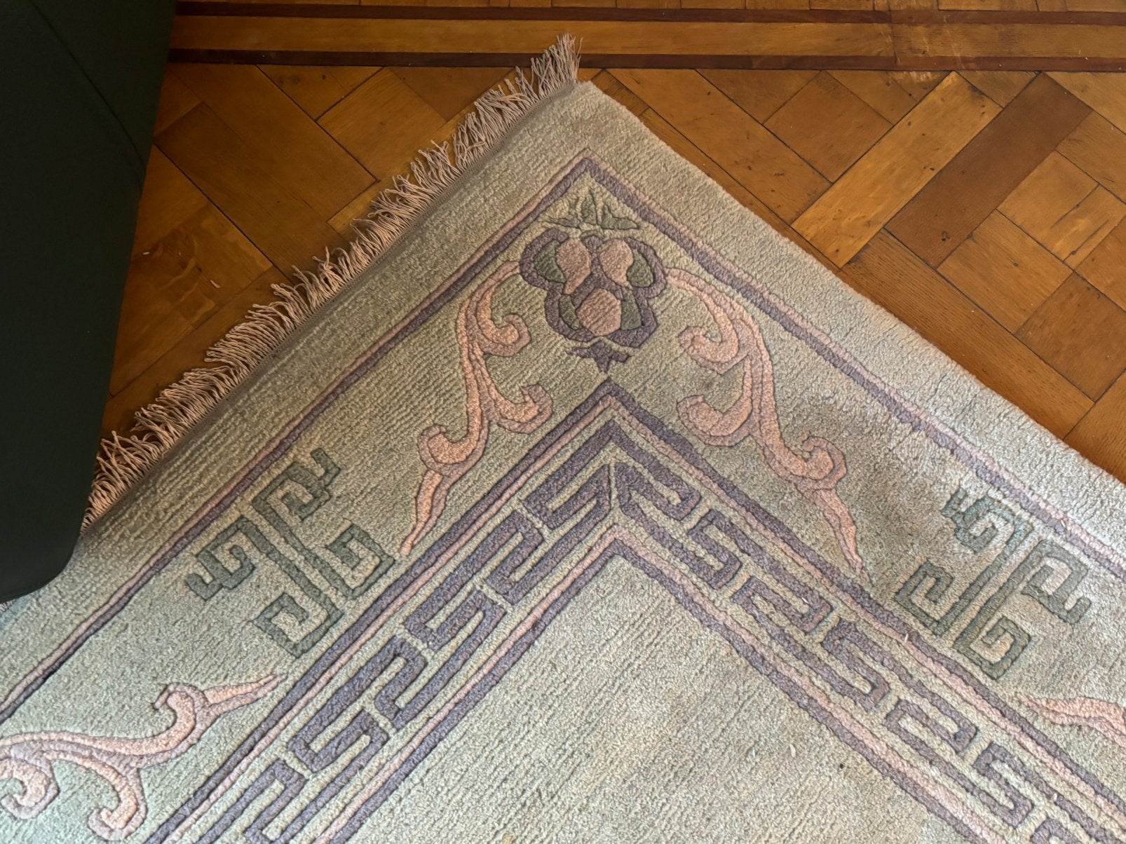 Handgeknoopt wollen tapijt Nepal Art Deco-stijl, Huis en Inrichting, Stoffering | Tapijten en Vloerkleden, Ophalen, Gebruikt