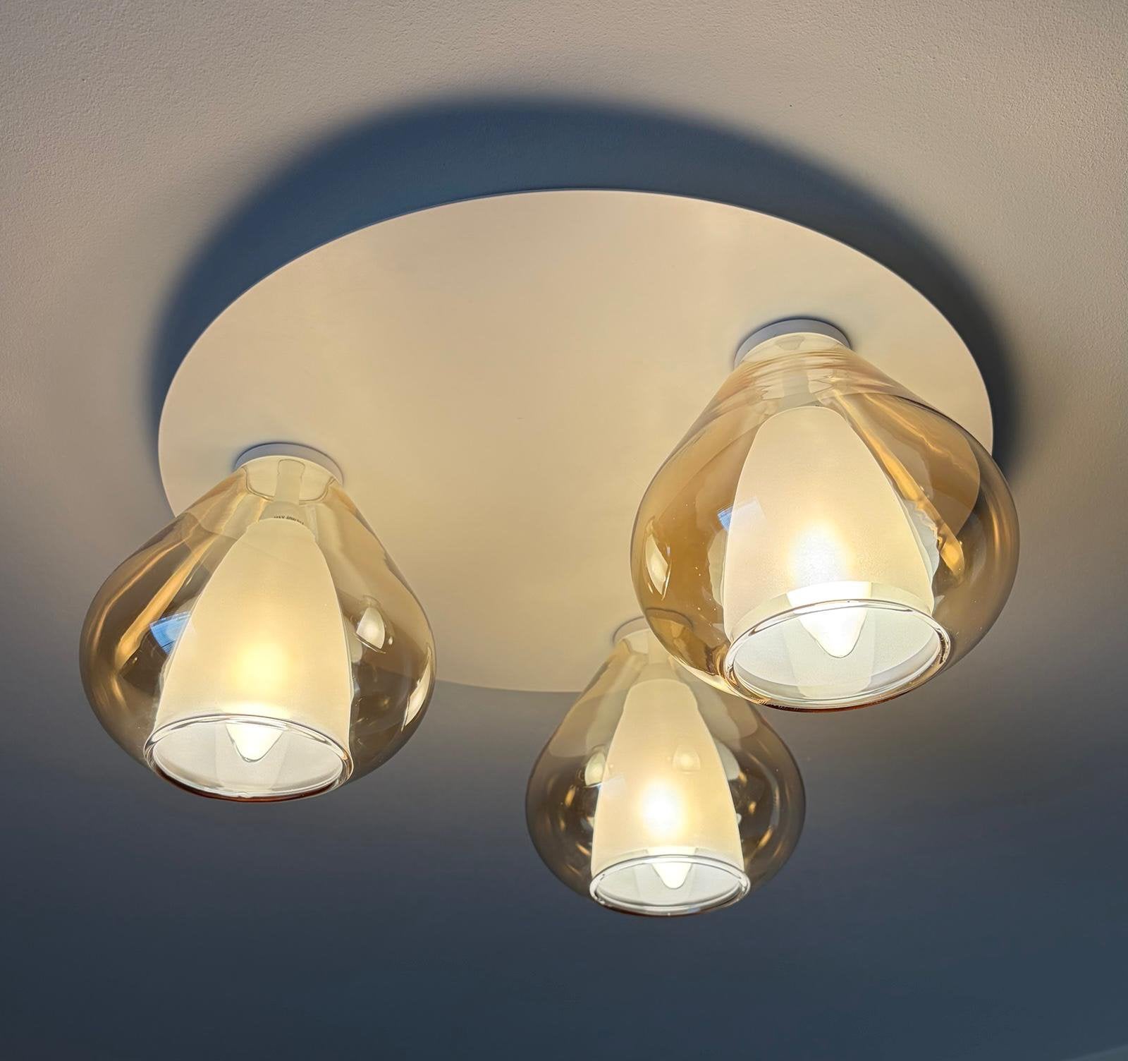 Plafonnier rond lilas de Fabas Luce à trois points lumineux, Maison & Meubles, Moderne, LED, Comme neuf, Enlèvement