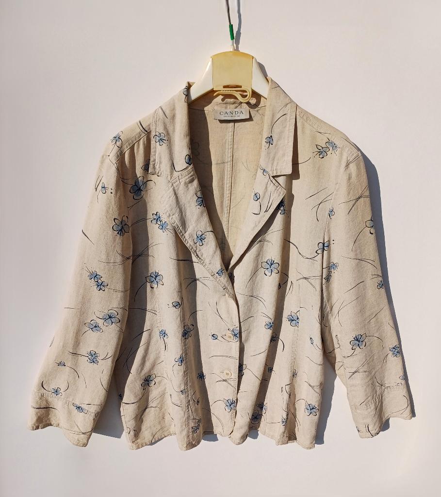 Mooie zomerse blazer met bloemen motief, Beige, Maat 42/44 (L), Ophalen of Verzenden, Zo goed als nieuw
