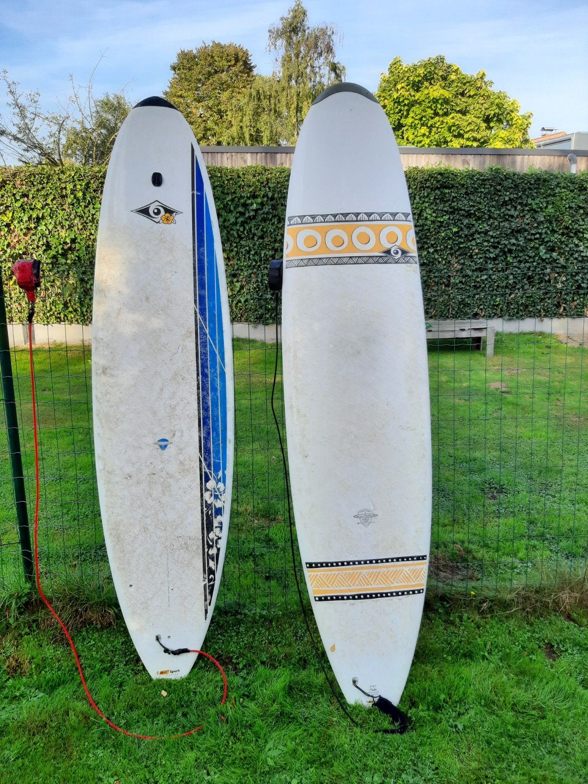 2x BIC surfplank Malibu 7'9" + Mini Malibu 7'3" – vinnen & l, Watersport en Boten, Ophalen