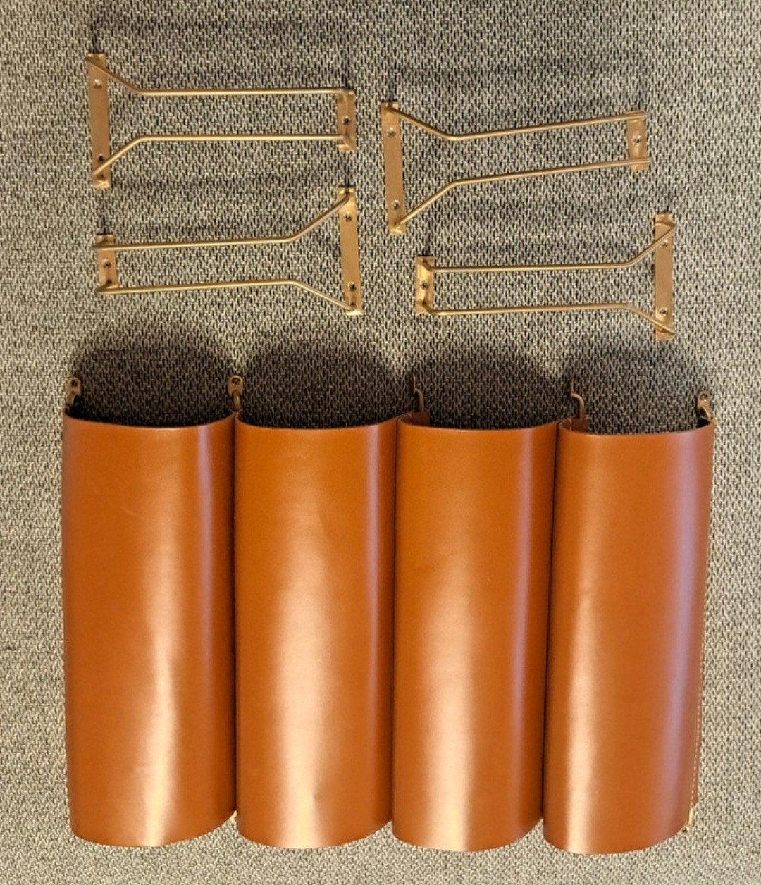 Luxe Wand-Wijnrek & Glazenhouder set van Leder & Messing, Ophalen of Verzenden