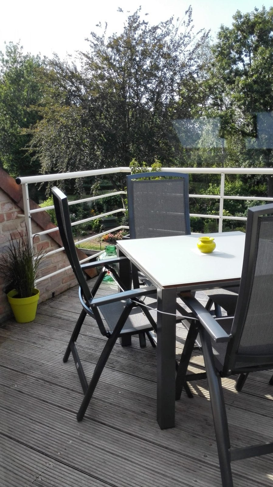 Tafel met 4 stoelen in Aluminium., Ophalen, Zo goed als nieuw, Aluminium