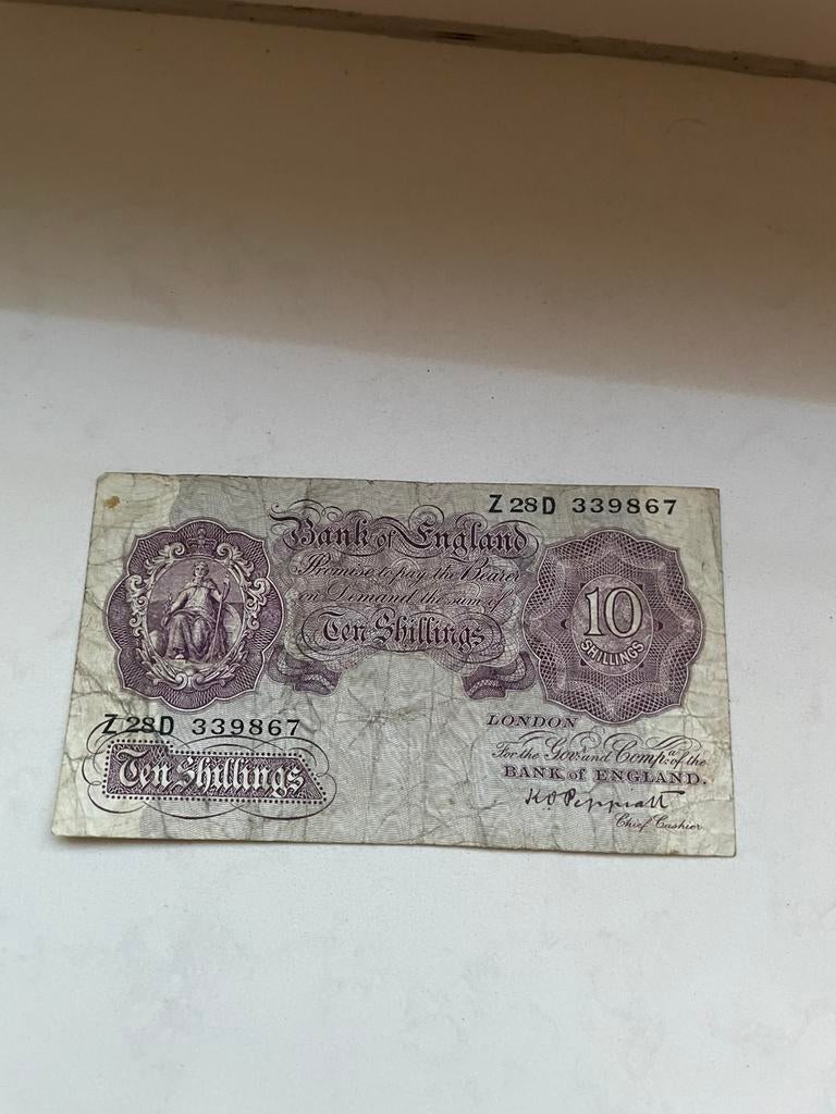 10 shillings britanniques, vieux billet !, Enlèvement ou Envoi