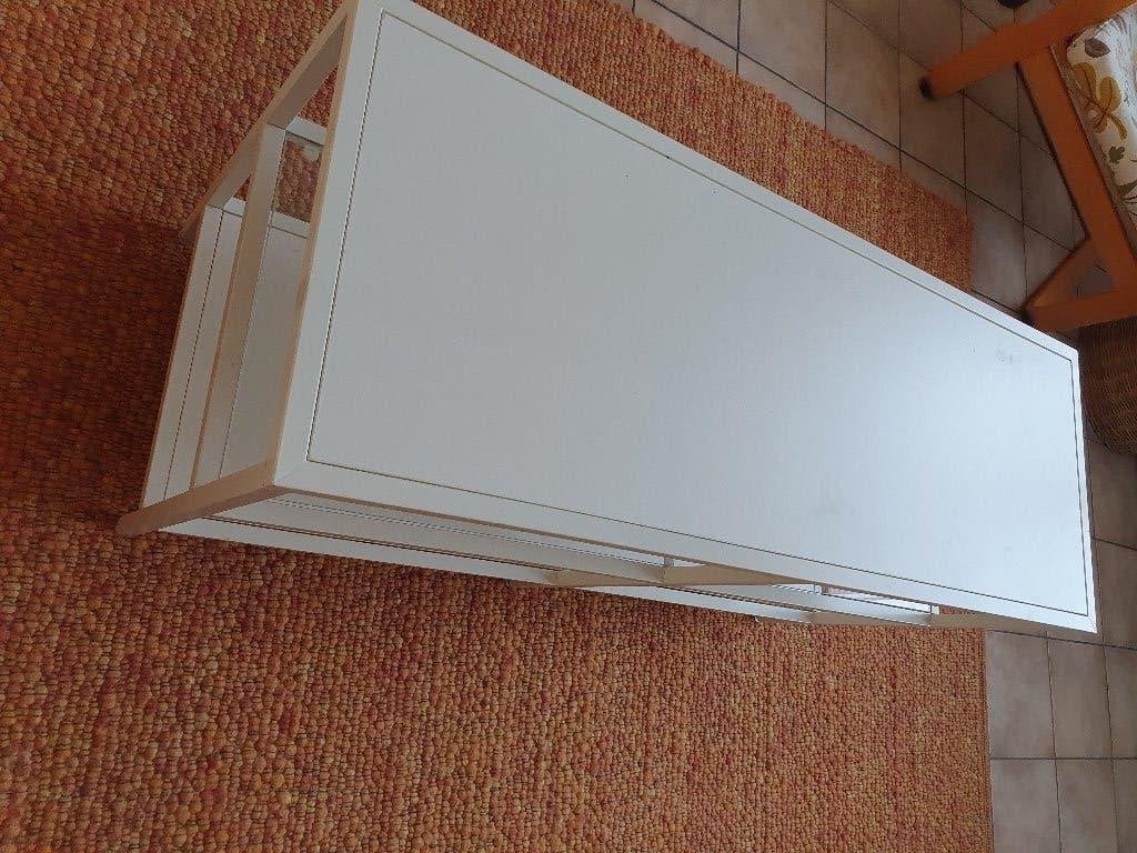 Table TV/table basse blanche/en verre, Maison & Meubles, Maison & Meubles | Autre, Enlèvement, Utilisé