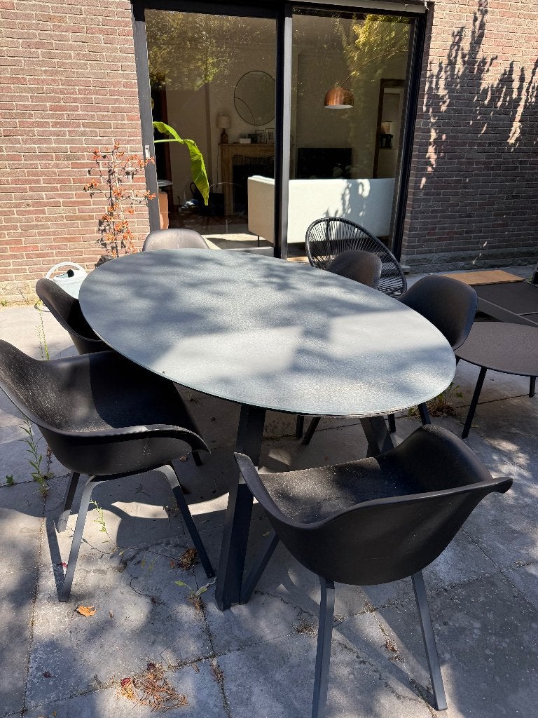 Tuintafel met 6 stoelen, Ophalen, Gebruikt, Ovaal, Aluminium