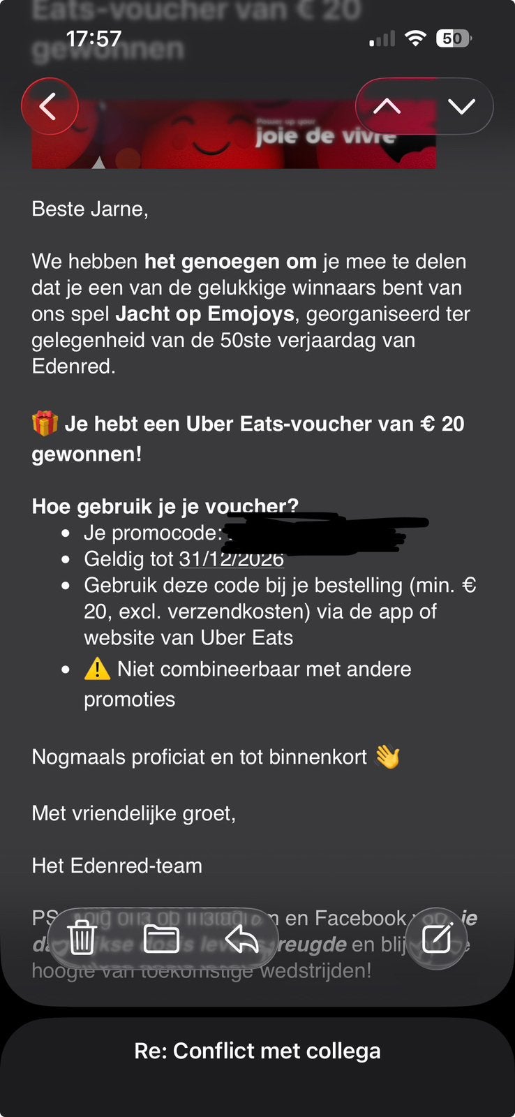 €20 tegoed bon Uber Eats (bij min. €20 bestelling), Tickets en Kaartjes, Kortingsbon, Overige typen