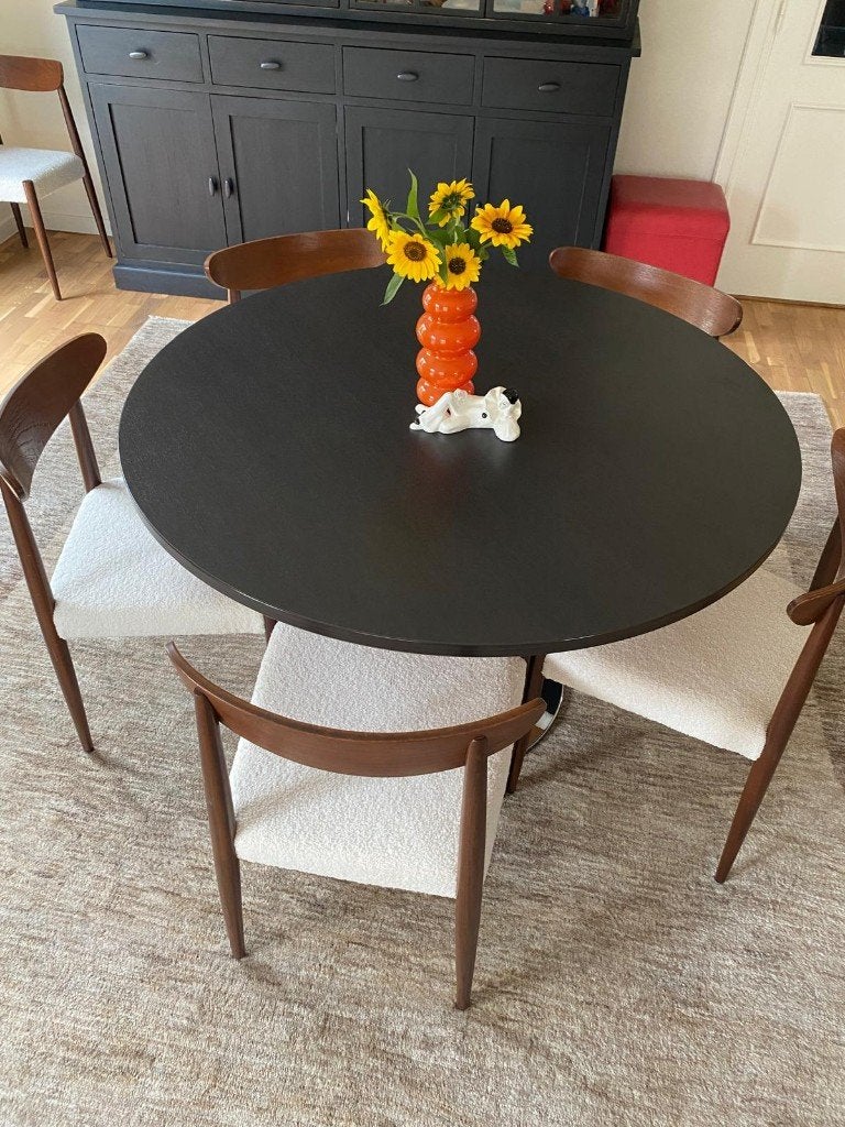 Table à manger ronde élégante Ø 120 cm (pied chromé), Maison & Meubles, 100 à 150 cm, Rond, 100 à 150 cm, Enlèvement