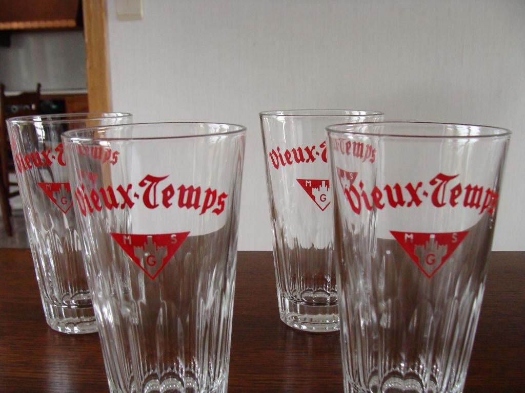 6 verres à bière Vieux Temps, 33 cl, vintage, Enlèvement, Neuf, Verre ou Verres, Autres marques