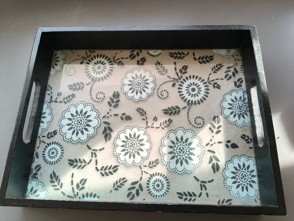 Dienblad: Zwart/wit/grijs (36/28 cm) zgan, Huis en Inrichting, Woonaccessoires | Dienbladen, Ophalen of Verzenden, Zo goed als nieuw