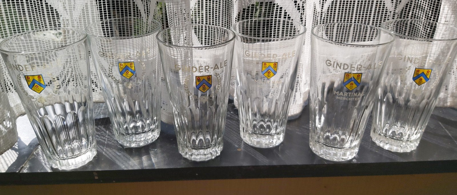 Ginder ale Martinas Merchtem glazen 6 stuks, Verzamelen, Ophalen of Verzenden