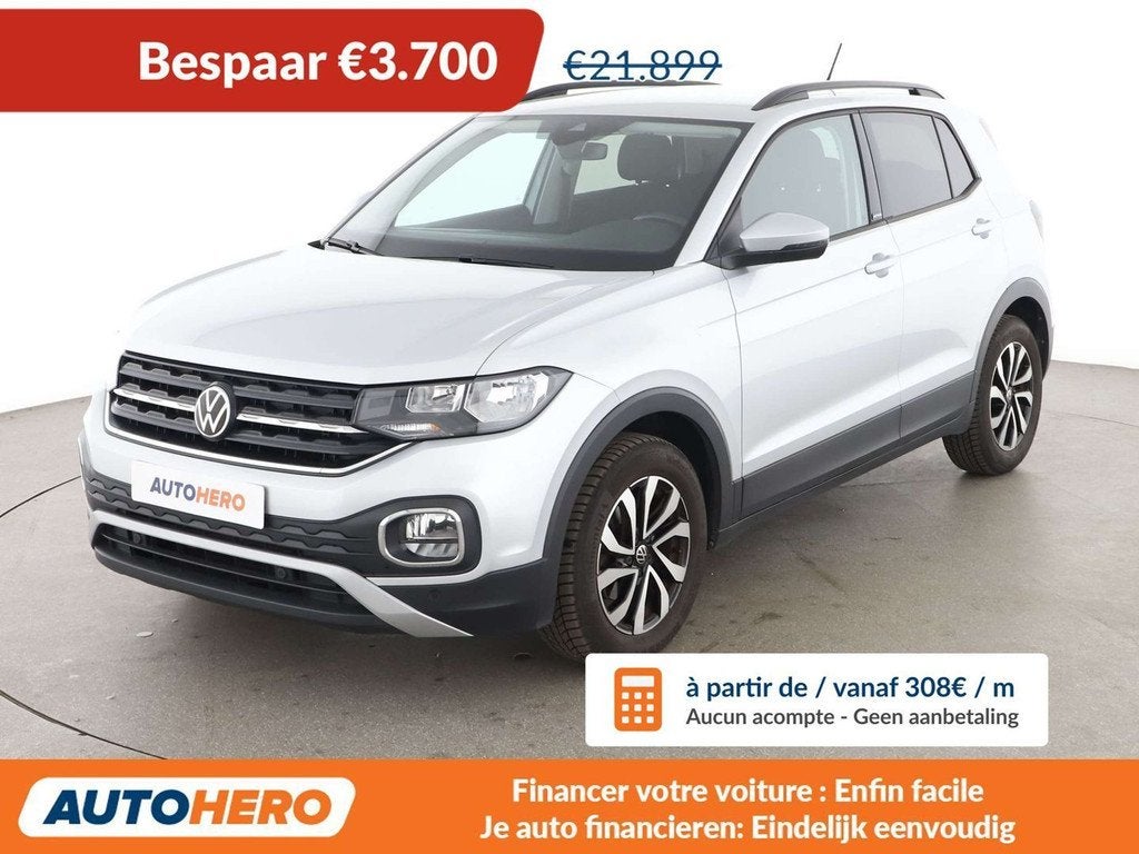Volkswagen T-Cross 1.0 TSI Active (automatique), Argent ou Gris, Euro 6, 1290 kg, Noir