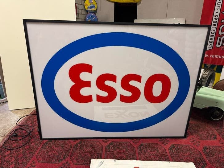 Vintage Esso reclame Lichtbak - XL, Verzamelen, Ophalen, Gebruikt, ., Lichtbak of (neon) lamp